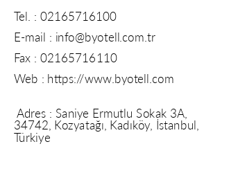 Byotell Hotel Istanbul iletiim bilgileri